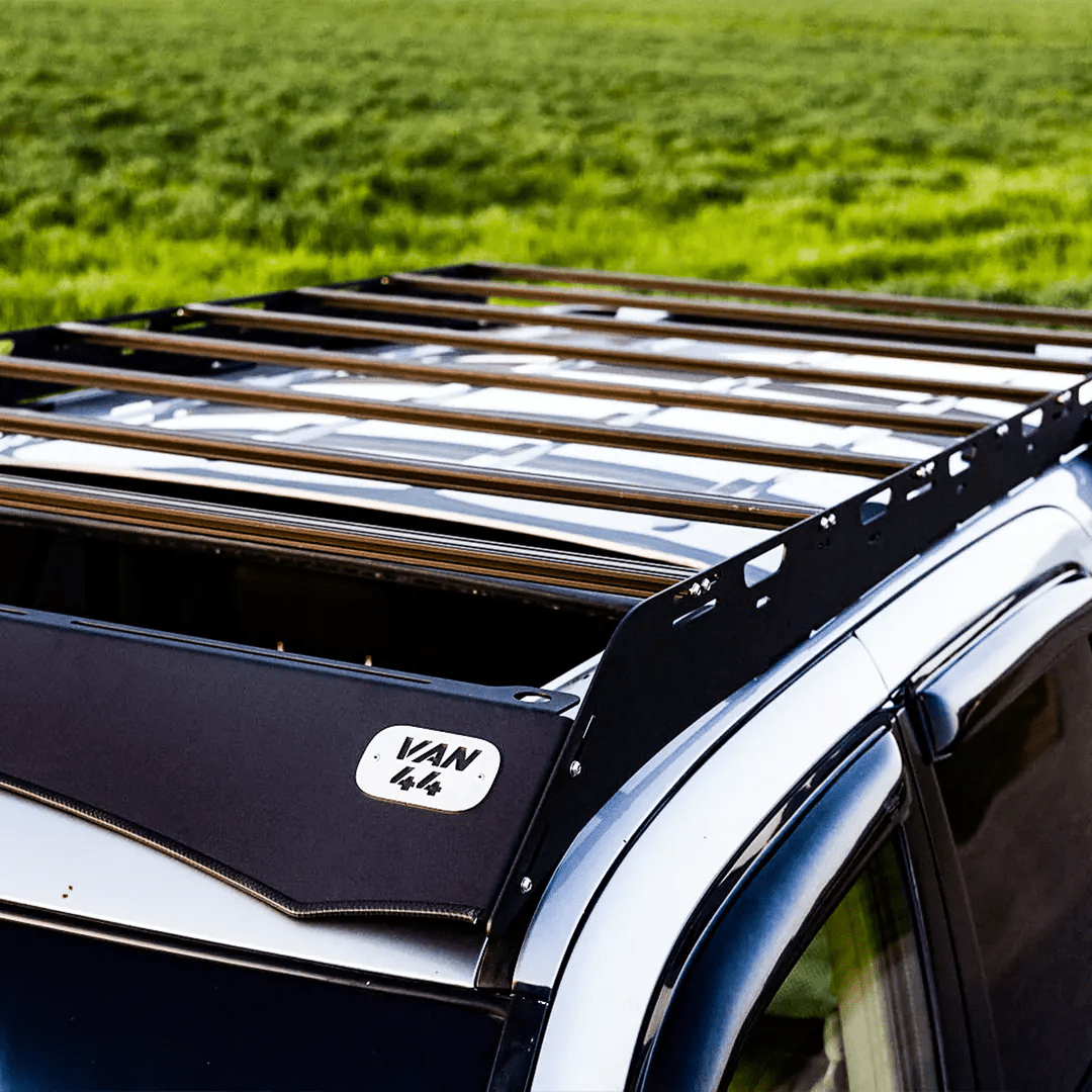 Top view of the overlanding roof rack with 8 crossbars