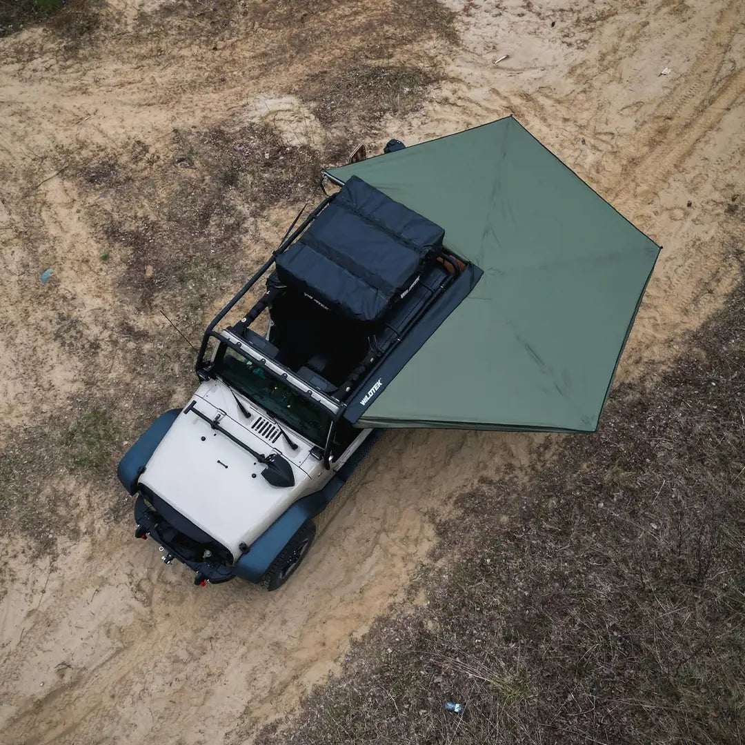 Top view of the 270° free stand awning for overland