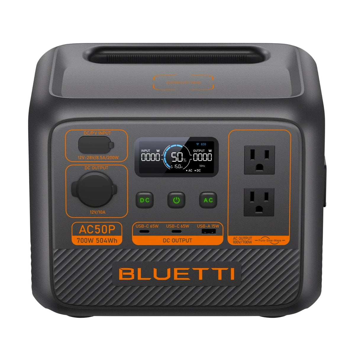 Top view of the portable battery pack for camping, lithium battery supply