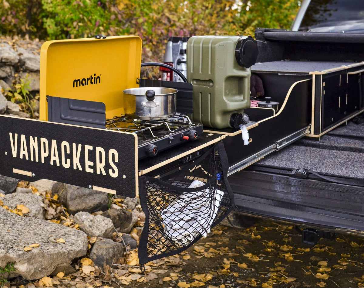 Tiroir extensible de rangement et cuisine pour boîte de camion en camping