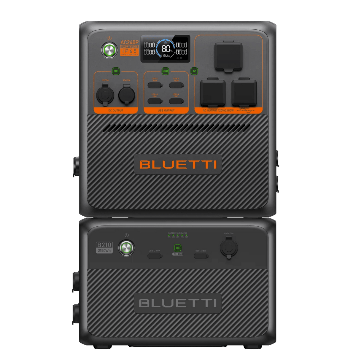 View of the Portable Power Station AC240P with the B210 Expansion Battery