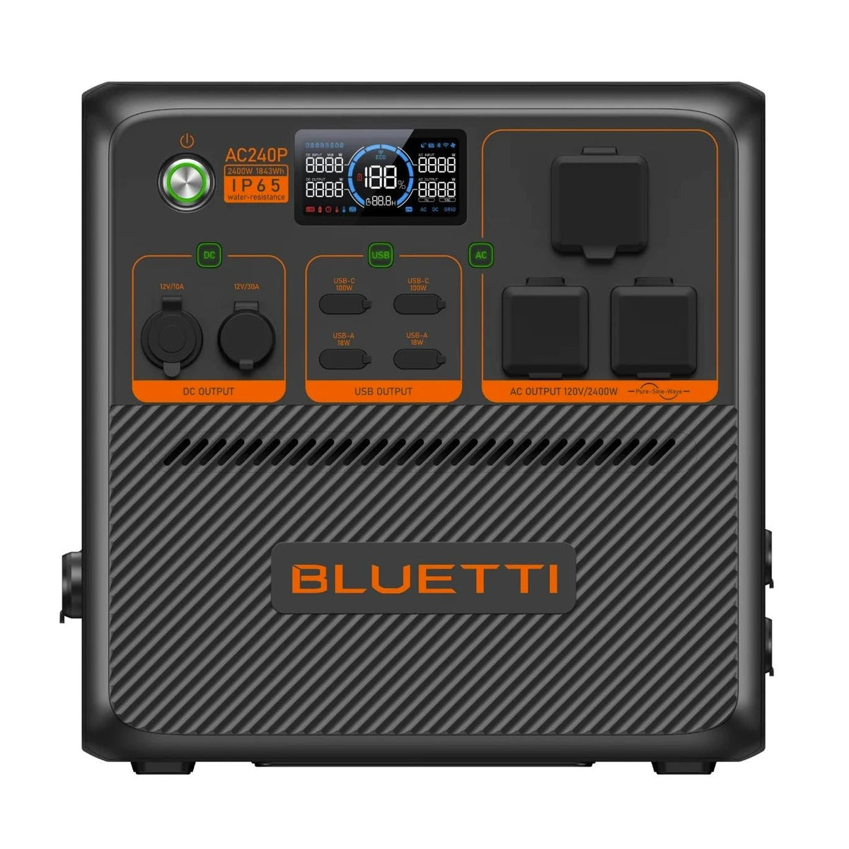Front view of the Portable Power Station with AC Outlet Plug