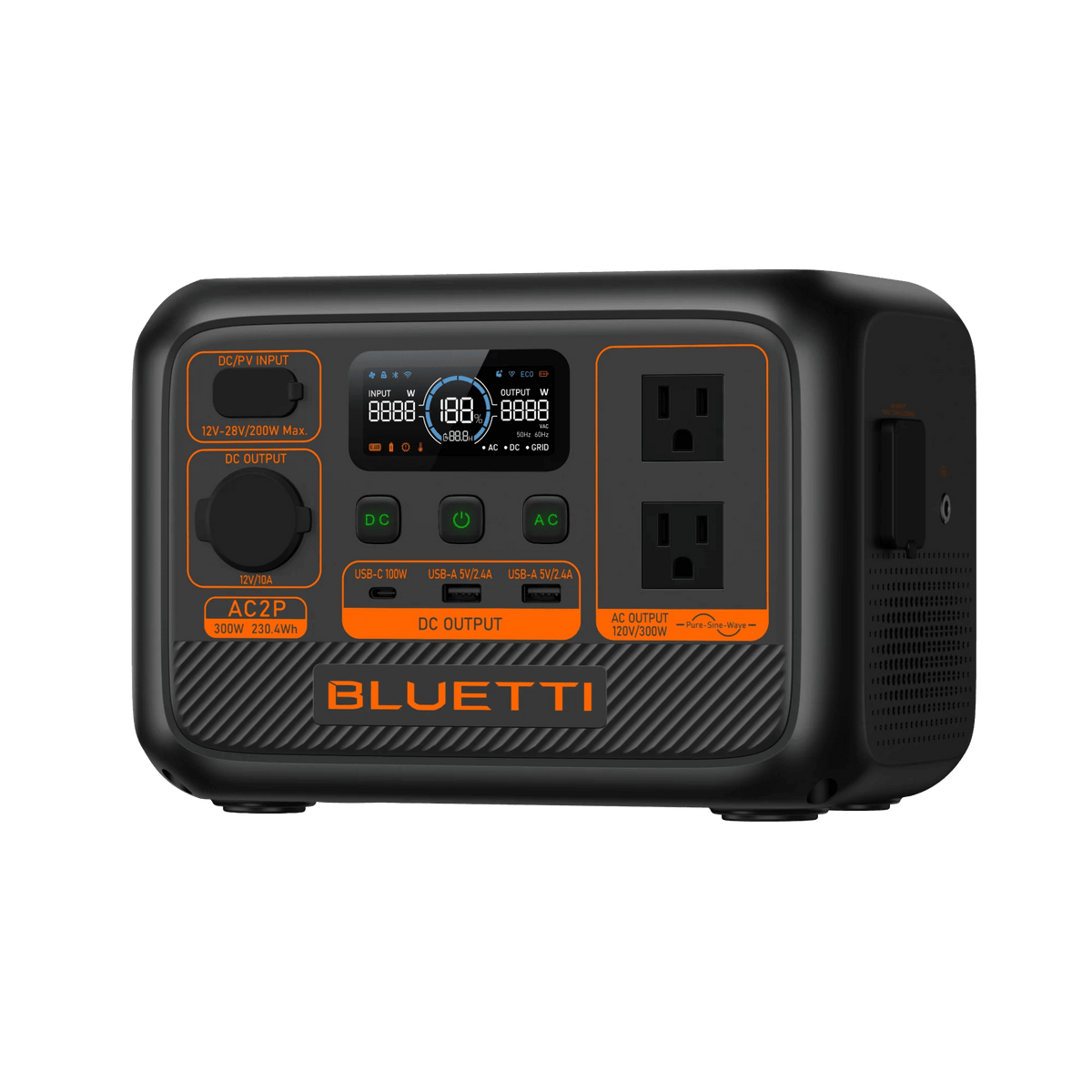 Side view of the portable power station lithium for camping and overlanding