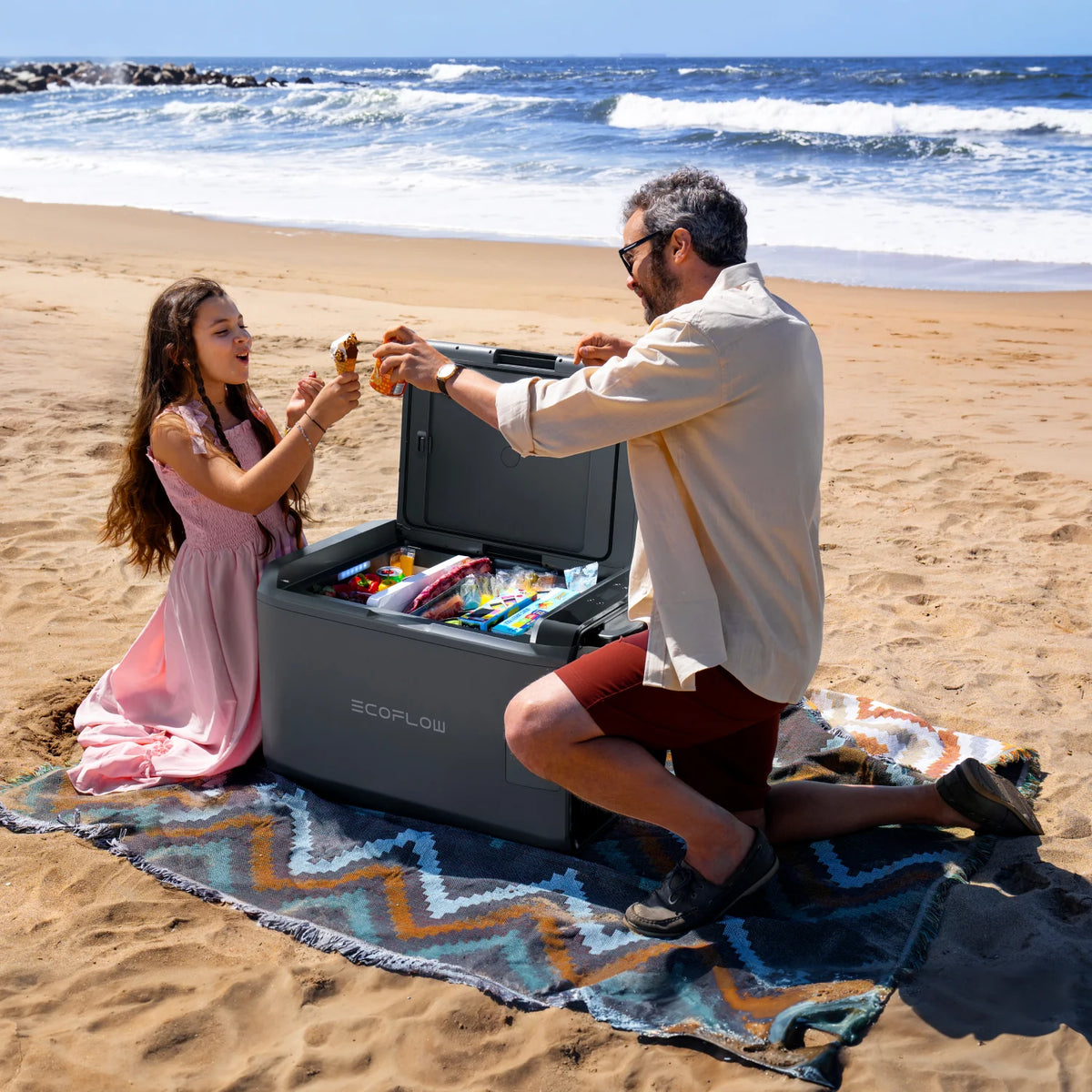 Camping at the beach with cooler battery powered