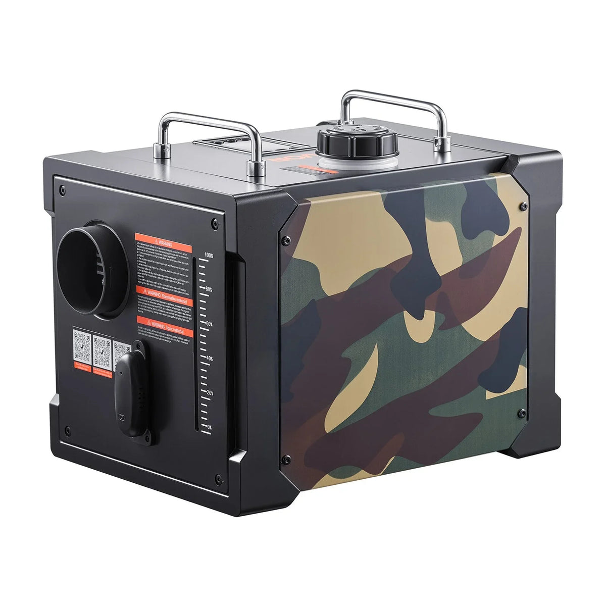 Side view of the portable diesel heater for hunters