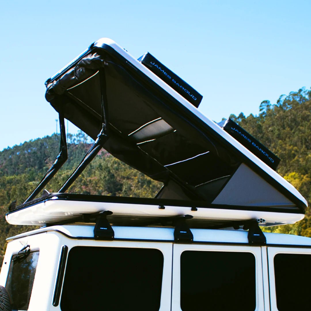 James Baroud Nova L with sides and door open for a large view of the roof top tent