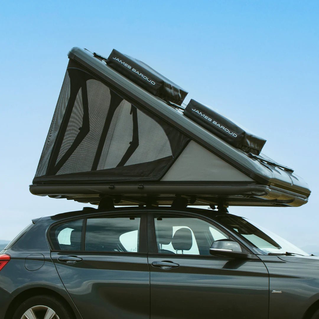 Side view of the James Baroud Roof Top tent Nova in grey color