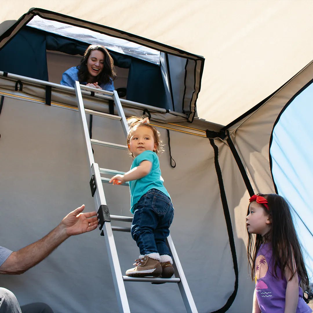 View of the tunnel entering the rooftop tent