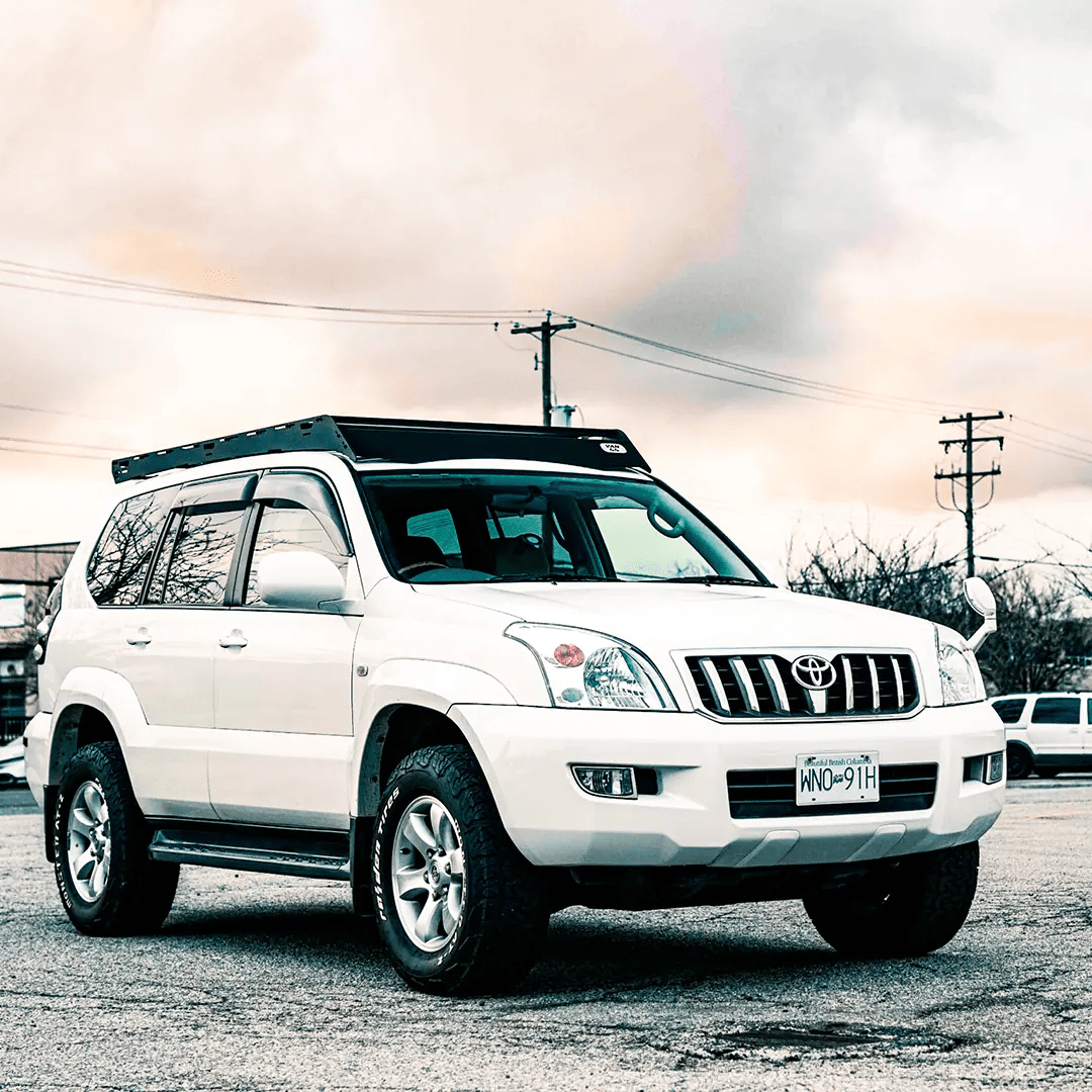 Toyota Land Cruiser Prado with a roof rack by VAN44 made in Canada