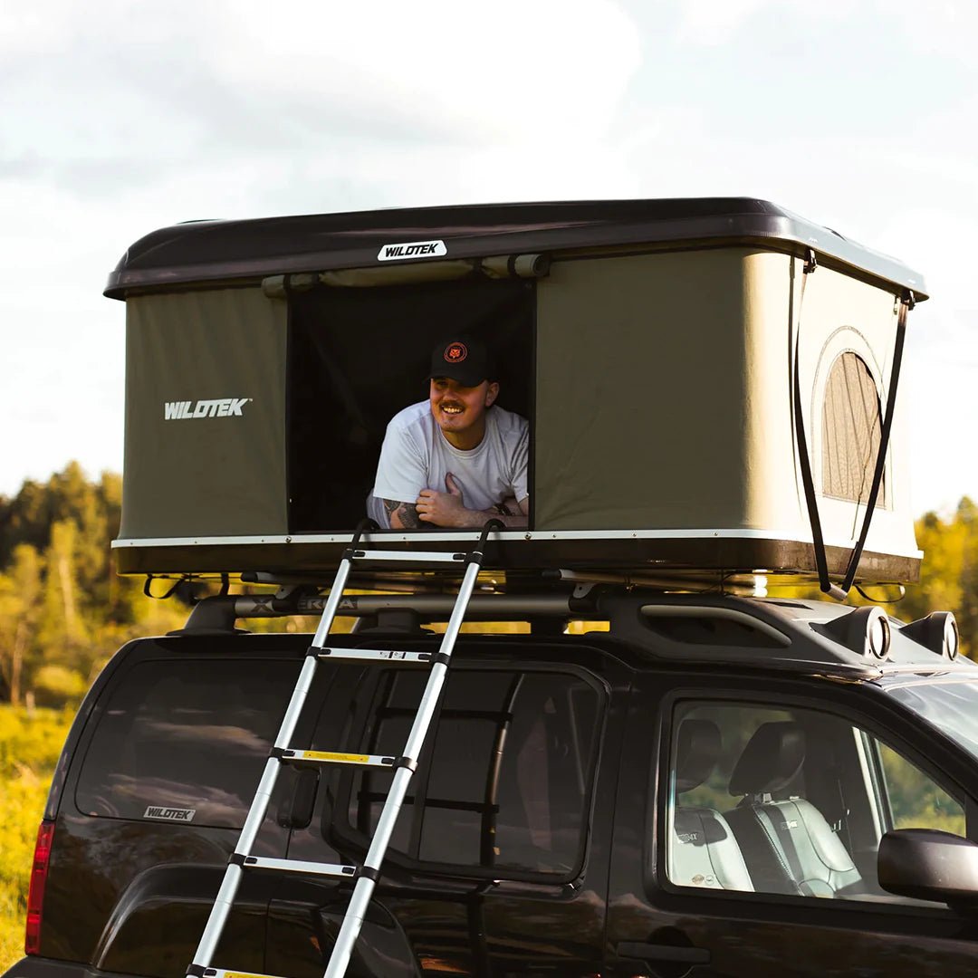 Side view of the pop up roof tent for 2 persons