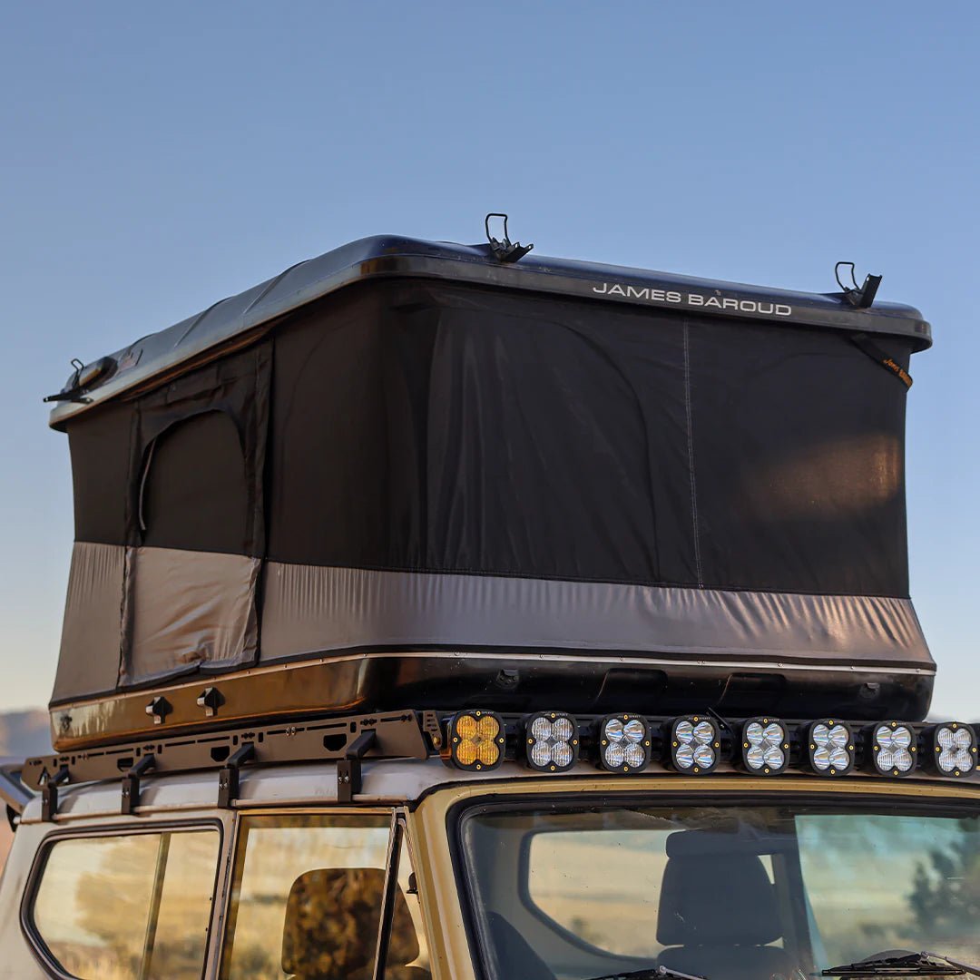 Large view of  black model on a roof rack