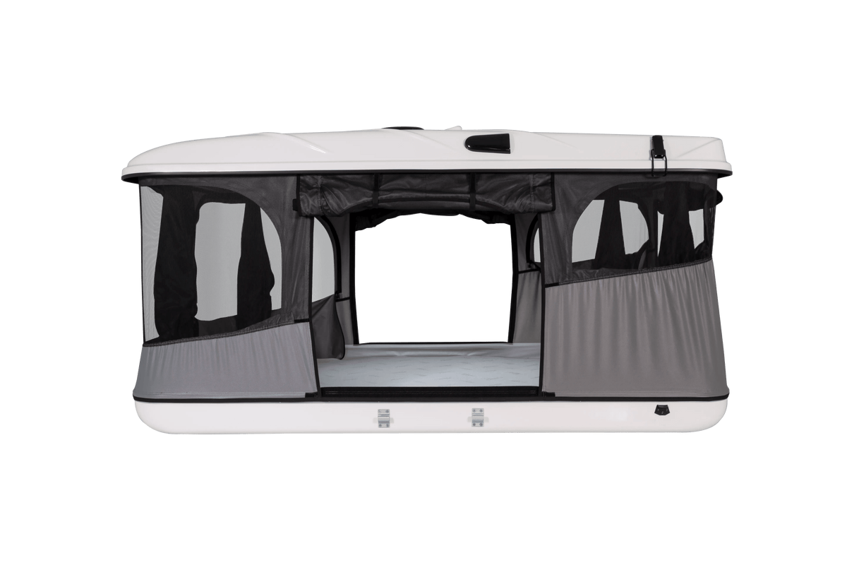 Side view with open doors and windows with inside view