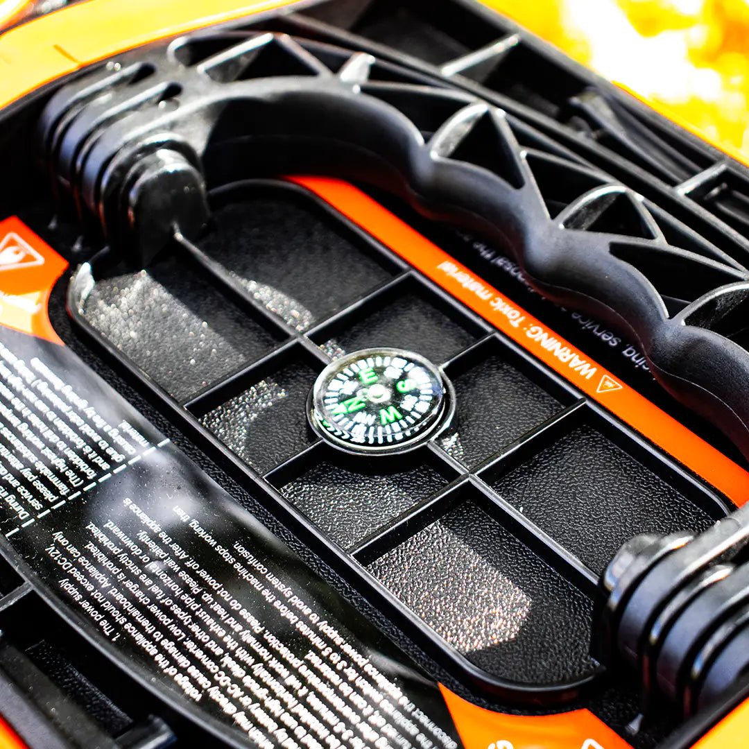 Compass on the heater for camping