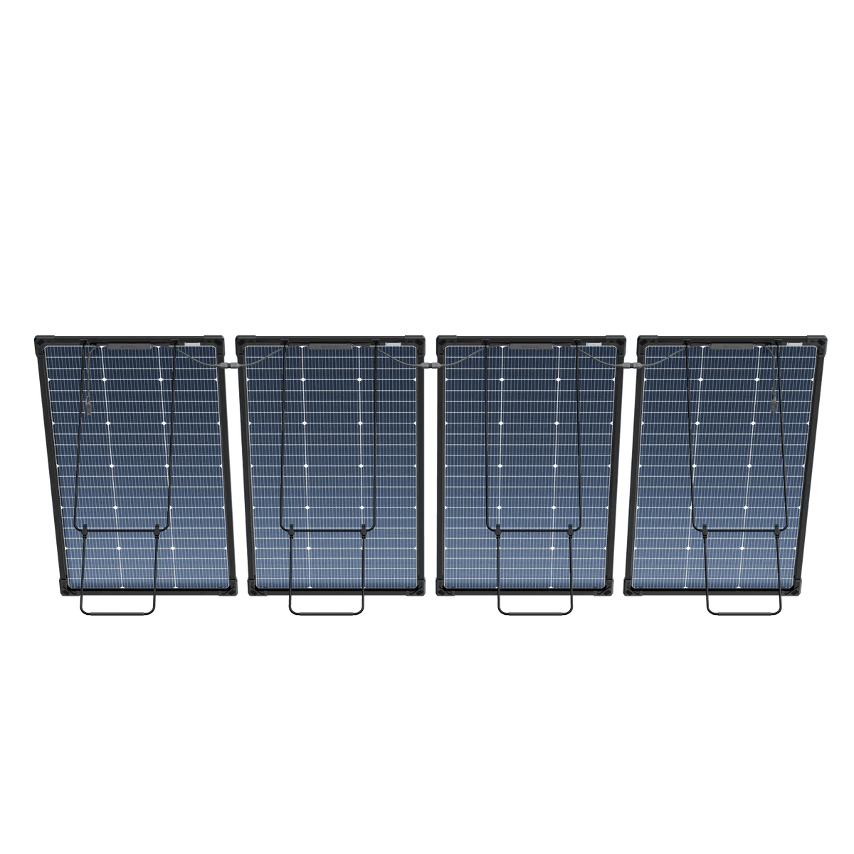 Rear view of the portable bifacial solar panels 