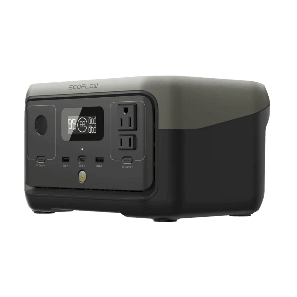 Side view of the river 2 power bank with ac outlet