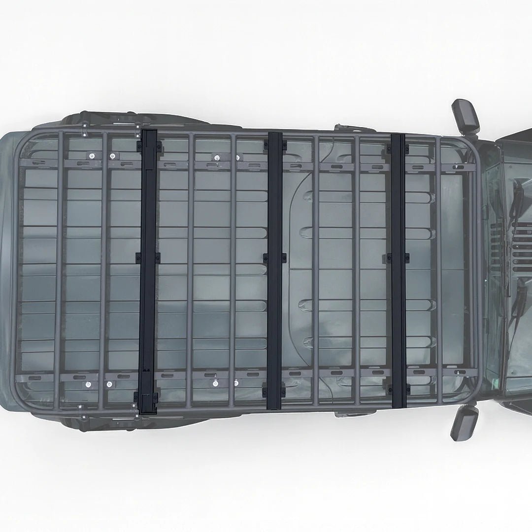 Top view mounted on a jeep roof rack for mounting a roof top tent