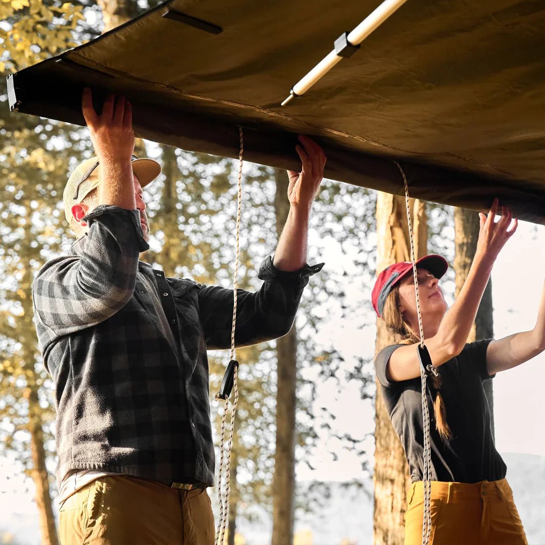 Retractable awning for camping on a car
