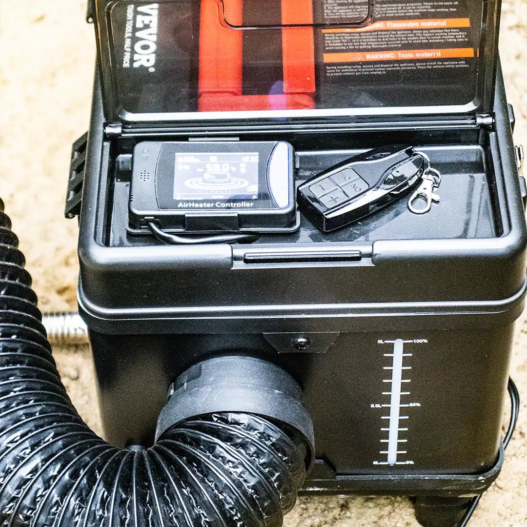 View of the remote control and temperature control