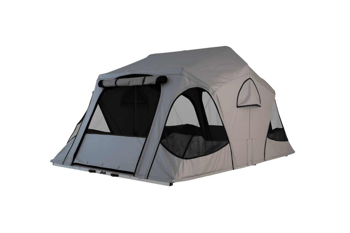 View of the door of the James Baroud Soft Shell roof top tent