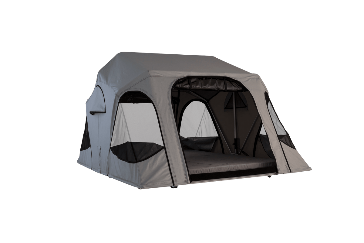 Soft Shell Roof Top Tent with opened door and windows
