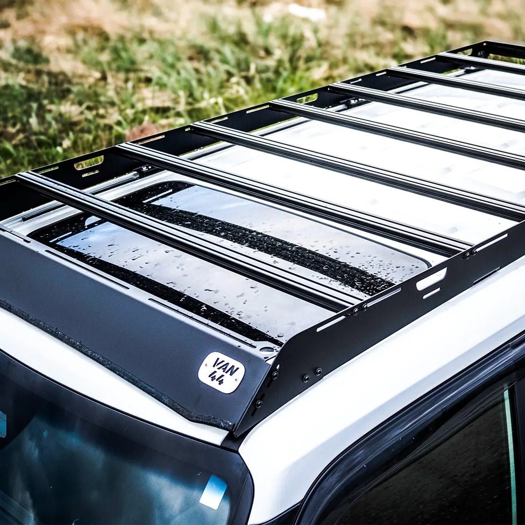 Top view of the VAN44 Roof Rack with skyview on the roof